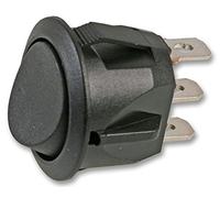PRO POWER Round Rocker Switch - On-On SPDT, Black Panel Mount, 10A 250V Quick Connect Terminals PPW01079