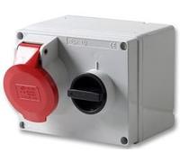 PRO POWER SQ1665CA 16A, 415V, Switched Interlocked CEE Socket, 3P+N+E, Red, IP44