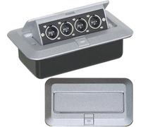 Pro Quad Xlr Male Pop Up Wall Floor Plate & Back Box 3 Pin Amp Speaker Outlet