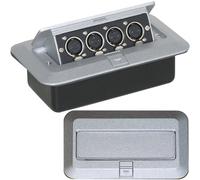PRO Quad XLR Socket Pop Up Wall Floor Plate & Back Box 3 Pin Mic Amp Speaker