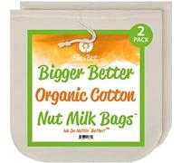 Pro Quality Organic Cotton Nut Milk Bag 2 Pack - 12"X12" XL Bags - Heavy Duty Reusable All Purpose Food Strainer - Food Grade BPA-Free