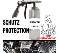 Pro-Range Schutz Paint 3 x 1 Litre Bottles + Air Application Gun Underseal/Underbody/Schutz Protection Can be applied Smooth or Textured. Protect your chasis from Rust, Stone Chips, etc