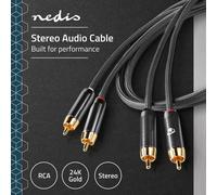 Nedis Profigold RCA Twin Double Phono Cable 2 x Male to 2 x Male Braided Lead 1m