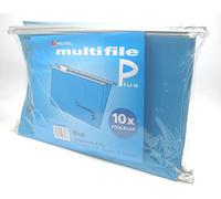 Pro Rexel Foolscap Multifile Plus Suspension Files Complete with Tabs & Inserts for Filing Cabinets, 15mm V-Base, 10 Pack Blue, 3000010, Hanging & Filing for Office Work & School