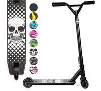 Pro Scooter for Tricks by Land Surfer - Land Surfer Stunt Scooter Black with Black Skull - For Kids Ages 8-12 Teens Boys and Girls