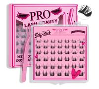 PRO Self Adhesive False Eyelashes,Lash Clusters No Glue Needed Pre Glued No Remover,1 applicator,Easy to Apply, Curved-Thin Band Reusable Cluster Lashes(Sunflower-D-10-16mix)