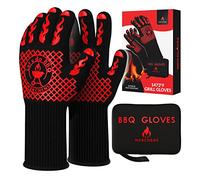 Pro-Series BBQ Gloves - Heat Resistant Grill, Grilling, and Oven Gloves for Culinary Experts - Extreme Fireproof Protection, Silicone Grip, Extra Long Mitts - Indoor & Outdoor - with Protective case