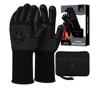 Pro-Series BBQ Gloves - Heat Resistant Grill, Grilling, and Oven Gloves for Culinary Experts - Extreme Fireproof Protection, Silicone Grip, Extra Long Mitts - Indoor & Outdoor - with Protective case