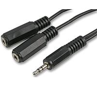 Pro Signal 1.5m 3.5mm Stereo Jack Plug to 2x Sockets Audio Splitter Cable, Pure Copper Conductors, Black - PSG01011