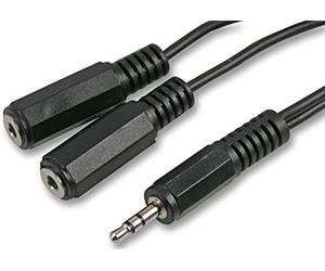 Pro Signal 1.5m 3.5mm Stereo Jack Plug to 2x Sockets Audio Splitter Cable, Pure Copper Conductors, Black - PSG01011