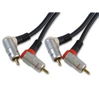 PRO SIGNAL 1.5m Right-Angled RCA Phono Cable - 2X Male to Male, Stereo Audio Lead, Gold-Plated OFC, Black - PSG00839