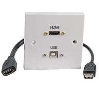 PRO SIGNAL 1 Gang Multimedia Wall Plate - HDMI & USB-B Sockets - Plug & Play, White - PELR0102