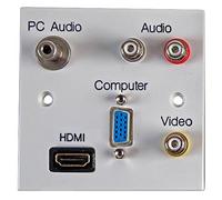 PRO SIGNAL 1 Gang Multimedia Wall Plate - HDMI, VGA, RCA, Composite & 3.5mm AV Socket - Plug & Play, UK Standard - PELR0090