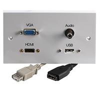 PRO SIGNAL 2 Gang Multimedia Wall Plate - HDMI, USB-A, VGA & 3.5mm Stereo Audio - Plug & Play - PELR0088