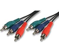 PRO SIGNAL 2m 3x RCA Component Video Lead Male to Male Black | 2m component video cable with 3x RCA male connectors and colour-coded plugs for reliable RGB video connections.