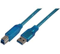 PRO SIGNAL 2m USB 3.0 A to B Cable - Transparent Blue High-Speed Lead - Type A Male to Type B Male - PSG91169