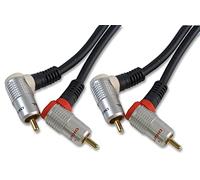 Pro Signal - 2x Right Angled Phono (RCA) Male to Male Lead, 1.5m Black