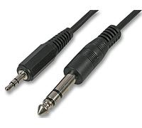 Pro Signal 3.5mm to 6.35mm (1/4") Stereo Jack Plug to Plug Lead - 1.8m Black, Moulded Plugs - PSG03423