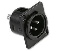 PRO SIGNAL 3-Pole XLR Chassis Plug, Black Metal Body, Silver Plated Contacts, Panel Mount, Solder Type - PSG01277