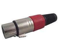 Pro Signal 3-Pole XLR Socket with Red Strain Relief - Cable Mount, Professional Metal Audio Connector - PSG01325