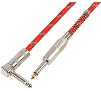 Pro Signal 6.35mm (1/4") Mono Guitar Lead, Straight to Right-Angle, 5m Red - PSG08149 - Gold Plated, Braided Cable
