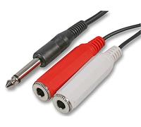 Pro Signal 6.35mm (1/4") Mono Jack Plug to Twin Sockets Lead, 0.5m Black
