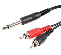 Pro Signal 6.35mm (1/4") Mono Jack to 2x Phono (RCA) Lead - 2m Black - PSG00176
