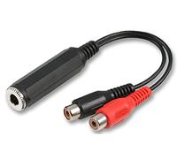Pro Signal 6.35mm (1/4") Mono Jack to 2x Phono (RCA) Socket to Socket Lead, 150mm Black