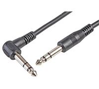 Pro Signal 6.35mm (1/4") Stereo Jack to Jack Lead, 6m - Right-Angled Connector, Pure Copper Audio Cable - Black (PSG00094)