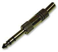 PRO SIGNAL 6.35mm Stereo Jack Plug - Black & Gold, 3-Contact - PSG01780