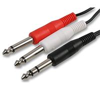 Pro Signal 6.35mm Stereo Jack to 2x Mono Jack Lead, 6m Black - Y Audio Splitter Cable, Studio & Live Sound - PSG00148