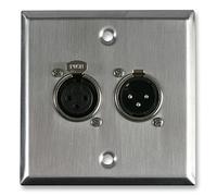 PRO SIGNAL AV Wall Plate - 1 x 3-Pin Male & Female XLR, Stainless Steel Multimedia Wallplate - PSG08157