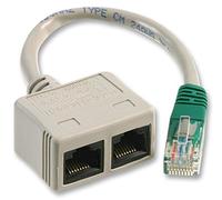 Pro Signal Cat5e UTP Ethernet Cable Economiser, Voice/Data, RJ45 Plug to 2x RJ45 Jack, 120mm RJ-ECONDV