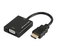 Pro Signal HDMI to VGA Adaptor Lead - 0.10m Black HDMI Plug to VGA Socket with 1080p Support PSG03770
