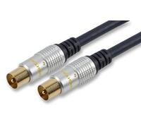 Pro Signal HQ Coaxial Fly Lead, Male to Male, 2m - TV Coax Cable, Gold Plated, Black