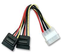 Pro Signal Molex LP4 to Dual 15-Pin SATA Power Lead, 100mm | 2x SATA Power Connectors for HDD/SSD | Compact PC Power Adaptor - PSG04316
