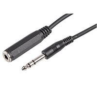 Pro Signal PSG00115 6.35mm (1/4") Stereo TRS Jack Socket to TRS Jack Plug Extension Lead - 5m, Black