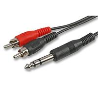 Pro Signal PSG00179 - 6.35 mm (¼) Stereo TRS Jack Plug to 2× RCA Phono Plugs Lead, 2 m, Black