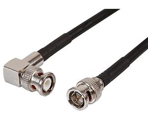 PRO SIGNAL PSG00698 90 Degree BNC Cable - 1m Length - High-Frequency Signal Transmission - Black Jacket