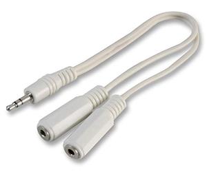 Pro Signal PSG02896 3.5mm Stereo Jack Plug to 2x Sockets Headphone Splitter, 0.2m, White