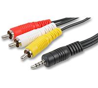 Pro Signal PSG03064 3.5mm 4 Pole Jack Plug to 3x Phono (RCA) Plugs Lead, 150mm, Black