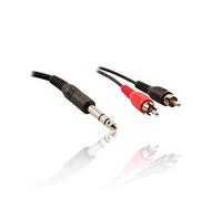 Pro Signal PSG03070 6.35mm (1/4") Stereo Jack Plug to 2x Phono (RCA) Plugs Lead, 1m Black