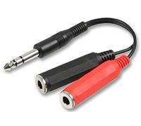 Pro Signal PSG03432 6.35mm (1/4") Stereo Jack Plug to 2x Mono Jack Sockets Leads, 150mm Black