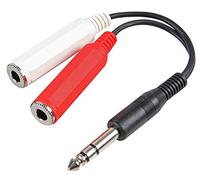 Pro Signal PSG03433 6.35mm (1/4") Stereo Jack Plug to 2x Stereo Jack Sockets Leads, 150mm Black