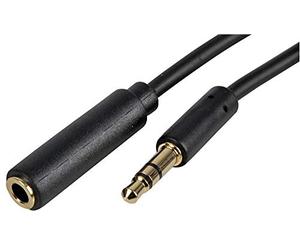 Pro Signal PSG3090-5M 3.5mm Stereo Jack Slim Extension Lead, 5m, Black