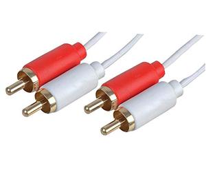 Pro Signal PSG3148-10M Slim 2x Phono (RCA) Plug to 2x Phono Plug Lead, 10m, White