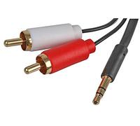 Pro Signal PSG3156-10M Slim 3.5mm Stereo Plug to 2x Phono (RCA) Plug Lead, 10m, Black