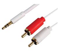 PRO SIGNAL PSG3163-7.5M Slim 3.5mm Stereo Plug to 2x Phono (RCA) Plug Lead, 7.5m White