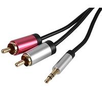 Pro Signal PSG3194-5M Slim 3.5mm Stereo Plug to 2x Phono (RCA) Plug Lead with Aluminium Head shells, 5m Black