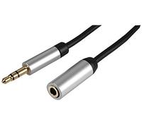 Pro Signal PSG3224-2M 3.5mm Stereo Jack Slim Extension Lead with Aluminium Head shells, 2m Black